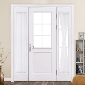 MIULEE 2 Panels Sidelight Curtains for French Door Sheer Light Filtering Window Treatment for Narrow Door 25 x 72 Inches with Tieback - 2 Panels, White