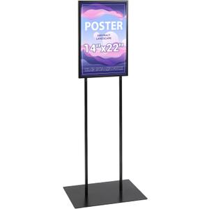 Duraaamo 14 x 22 Inch Double-sided Bulletin Sign Holder Poster Stand Heavy Duty Metal Floor Standing with Top Insert Slot A-frame Display for Indoor/outdoor Events, Frame Only(Black)