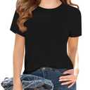 Girls Short Sleeve T Shirts Kids Summer Tops Crewneck Tees 5-14 Years Black