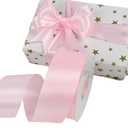 Simplegoal Double Face Pink Satin Ribbon 2 Inch X 50 Yards Polyester Pink Ribbons for Gift Wrapping Fabric Ribbon for Crafts Flower Bouquet Sewing Arts Wedding Party Decoration, Pack 2