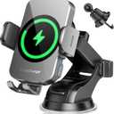 BothLin Wireless Car Charger, Fast Charging Phone Holder 3 in 1 Phone Mount Auto Clamping Car Accessories Compatible with iPhone 17 16 15 14 13 12 11 Xs XR, Samsung S23 Ultra S22 S21 S20(Space Grey)