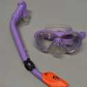 Kids Snorkel Set Dry Top Snorkeling Gear for Kids Youth Boys Girls Junior Age 5-15,Tempered Glass Swimming Diving Mask and Snorkel Set 180 Degree Panoramic View, Light Purple 