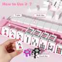 Mahjong Racks with Pushers Set of 4, All in One Acrylic Mahjong Pushers and Racks, Portable American Mahjong Accessories，Pink