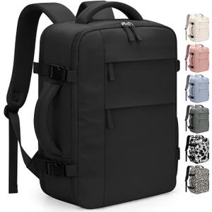 Pritent Travel Backpack for Women Man, Waterproof Laptop Backpack Travel Bag Airline Approved Carry on Weekender Overnight Bag Bookbag for Business,Travel, Work Fits 17.3 inch Laptop(Large,Black)