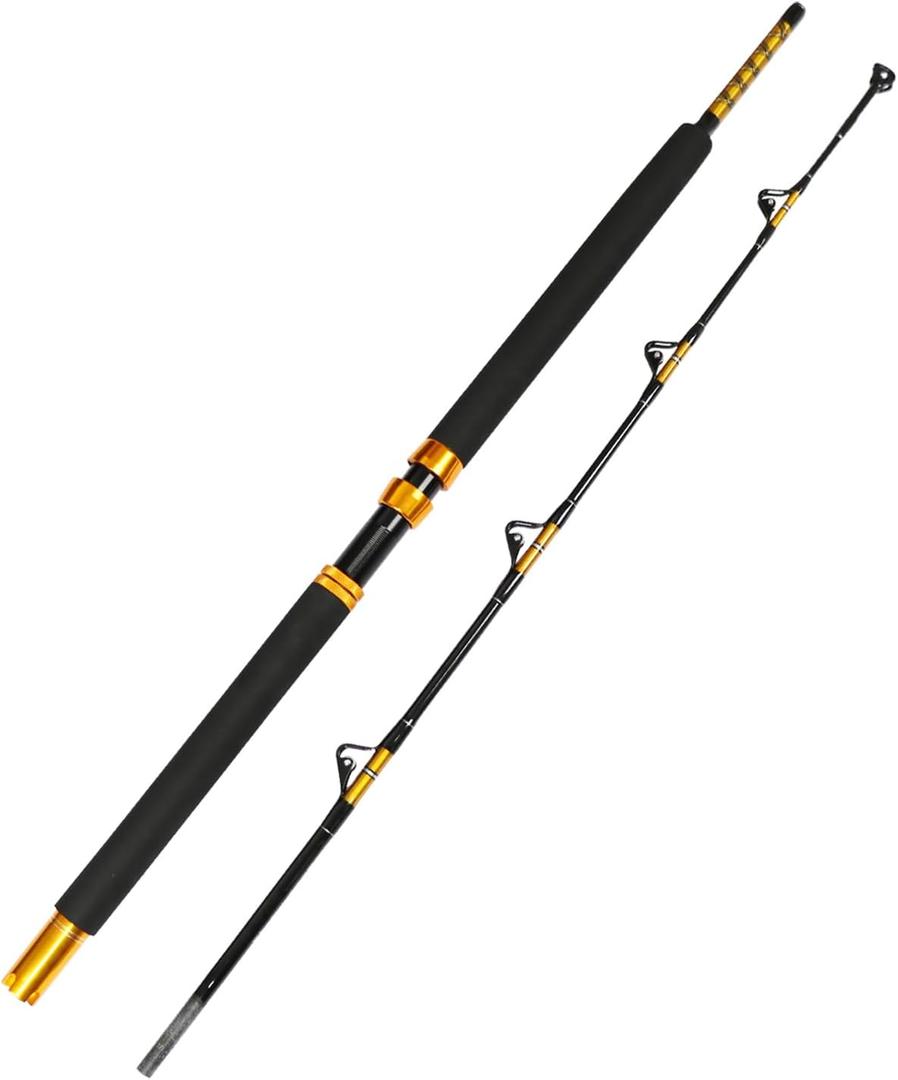 Fiblink 1-Piece Saltwater Offshore Heavy Trolling Rod Big Game Roller Rod Conventional Boat Fishing Pole (5 Feet 6 Inch, 30-50 lb/ 50-80 lb/ 80-120 lb) (2-Piece, 5 Feet 6 Inch)
