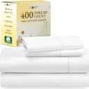 California Design Den Queen Sheet Set - Soft 400 Thread Count Sateen, Natural 100% Cotton Sheets, Deep Pockets with All Around Elastic for a Snug Fit, Cool & Durable Bedding Set - Antique White