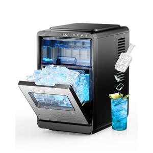 Crescent Ice Maker Countertop, 35Lbs/24H, Clear Ice Maker with Self-Cleaning & Timer, 16 Crystal-Clear Ice in 12 Mins, Countertop Ice Makers for Home, Office or Party
