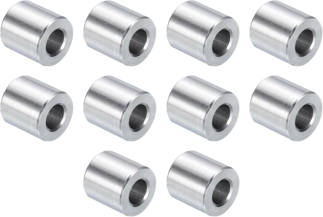 uxcell 10pcs Stainless Steel Spacer 1/4" Bore x 1/2" OD x 1/2" Length Screw Standoff Bushing Plain Finish Round Metal Spacer for 1/4 Screws Bolts and Rods
