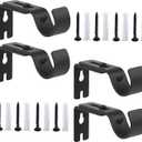 Heavy Duty Adjustable Curtain Rod Brackets Rod Holders for 1 Inch Rod, Black Color, (Set of 4,Black)