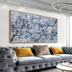 Modern Wall Art Nature Art Canvas Artwork Wall Decor Painting Dark Blue And White Abstract Tree Botanical Wall Art With Framed For Bedroom Living Room Dining Room Home Office Decor 24"48"