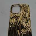 Caseative for iPhone 16 Pro Case,Pleated Water Ripple Chrome Wave Pattern Soft Phone Case (Gold)