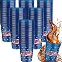 Sabary 64 Pieces Patriotic Plastic Cups American Flag Party Cup for 4th of July White Red and Blue Mugs 16 oz Star Tumbler for Independence Day Supplies 250 Anniversary Decoration Gift(Star)