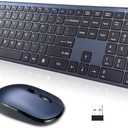 Wireless Keyboard and Mouse Combo,2.4G USB Ultra Slim Quiet Full Size Matte PC Computer Keyboard & Mice,3 DPI,19 Multimedia Key, Lag-Free Ergo, Long Battery Life for Desktop, Laptop, Smart TV, MAC, Windows