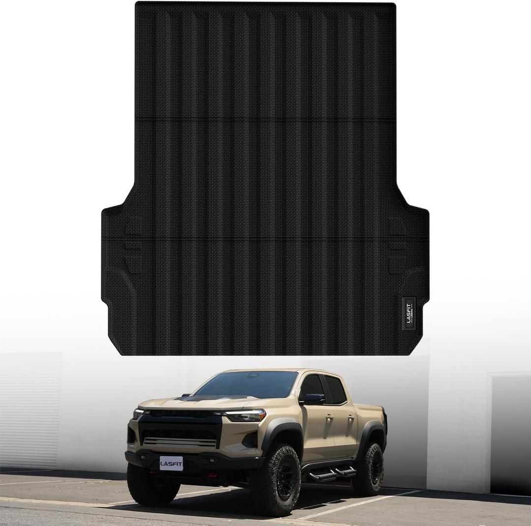 LASFIT Truck Bed Mat Fit for Chevrolet Chevy Colorado/GMC Canyon 2023 2024 2025 2026 5FT Accessories, Vehicle Bed Mat Custom Fit Flush All Weather Protection TPE Pickup Car Bed Cargo Trunk Liner