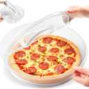 2 Pack 12 Inch Food Storage Container with Lid and Handle, Round Plastic Pizza Slice Storage Container, Reusable Pie Carrier Keeper for Food Cake Cheesecake, Clear