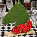 Qunclay 1 Pcs Derby Day Table Decoration Wooden Horse Tabletop Centerpiece with Red Roses Horse Racing Party Decoration for Derby Day Supplies (Green)