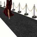 Black Carpet Runner 3x10 Feet, Non-Slip Waterproof Aisle Rug with Rubber Backing, Rolled Shipping, No Creases, Perfect for Weddings, Parties, Events, Banquets & Elegant Entrances