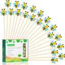 100Pcs Bee Cocktail Picks Cute Honeybee Theme Baby Shower Springtime Decor Long Toothpicks Fruit Sticks Skewers for Appetizer Charcuterie Food Garnish, Spring Decorations Themed Party Supplies
