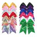 12-Color Jumbo Glitter Cheer Bow Clip  7 Sequin Hair Bow for Girls, Perfect for Softball, Uniforms, Christmas, Halloween, and Special Occasions