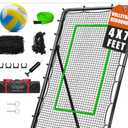 Volleyball Rebounder Net with Volleyball, Bungee Cords,Carry Bag and Neon Target, 5 Adjustable Angles Bounce Back Net for Volley Ball,Baseball,Improve Skills (4x7ft)