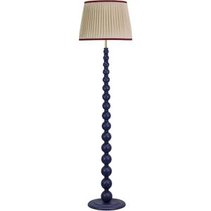 Modern Floor Lamp for Living Room, Farmhouse Floor Lamps, 14X14X59 Inch Navy Wood Base Pull Chain Switch Floor Lamp for Bedrooms and Office (Tapered Pleated Shade)