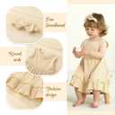YOUNGER TREE Toddler Girl Summer Sundress Sleeveless Casual Dress Ruffle Hem Cotton Solid Outfits with Bowknot (Beige)