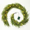 Brightown Pre-lit Christmas Garland with Lights, 6 Feet 20 LED Lighted Green Pine Leaves Garland Decorated, Battery Operated, Indoor & Outdoor Christmas Lights for Mantle Fireplace Stairs Wall Door (1 Pack)