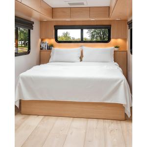 Short Queen Size 4 Piece Sheet Set - RV Short Queen, Ultra-Soft, Breathable & Cooling Bed Sheets Set with Deep Pockets - Hotel Luxury Bedding for Women & Men - Wrinkle Free & Fade Resistant - White