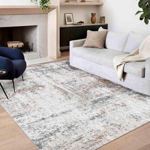 6x9 Area Rug, Ultra-Soft Washable Rug for Living Room, Dinner Room, Bedroom, Non-Slip Modern Abstract Rug, Indoor Carpet Large Area Rug, Brown Black White