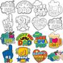 48PCS Fathers Day Crafts for Kids: Make Your Own Father's Gifts Bulk, DIY Coloring Magnets for Father, Magnetic Refrigerator Fridge Cruise Door Decorations(Markers Not Included)