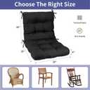 Tufted High Back Chair Cushions Set of 2, 42''x21'' Outdoor Seat and Back Chairs Cushions for Patio Furniture, Water Resistant Patio Tufted Replacement Cushion Rocking Seat Pads with Ties (Black)