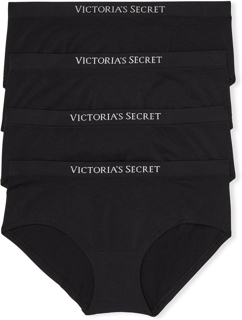 Victoria's Secret Women's Seamless Hipster Underwear, Moderate Coverage Panties for Women, Multi Pack (XS-XXL) (Black, S)