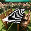 Rectangle Outdoor Tablecloth with Umbrella Hole and Zipper Waterproof Rectangle Fitted Tablecloth with Elastic Edge, Wipeable Outdoor Table Cover for Patio, Garden, Picnic 72" x 30"