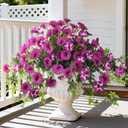 Artificial Fake Flowers Hanging Plants for Outdoor Spring Summer Decoration, 2Pcs Faux Petunias Realistic Silk Flower UV Resistant No Fade for Home Outside Garden Balcony Yard Porch Indoor (Fuchsia)