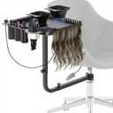 Tasalon Salon Chair Mounted Hair Tray, Metal Hair Extension Holder for Styling, Includes 2 Magnetic Hair Dye Bowls, Professional Hair Color Tray for Hairstylist Station