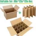 4-Pack Glassware Protection SetGlassware Dish Packing Boxes Corrugated Dividers & 48 Foam Sleeves for 16x12x12 Moving Boxes (Box Not Included)