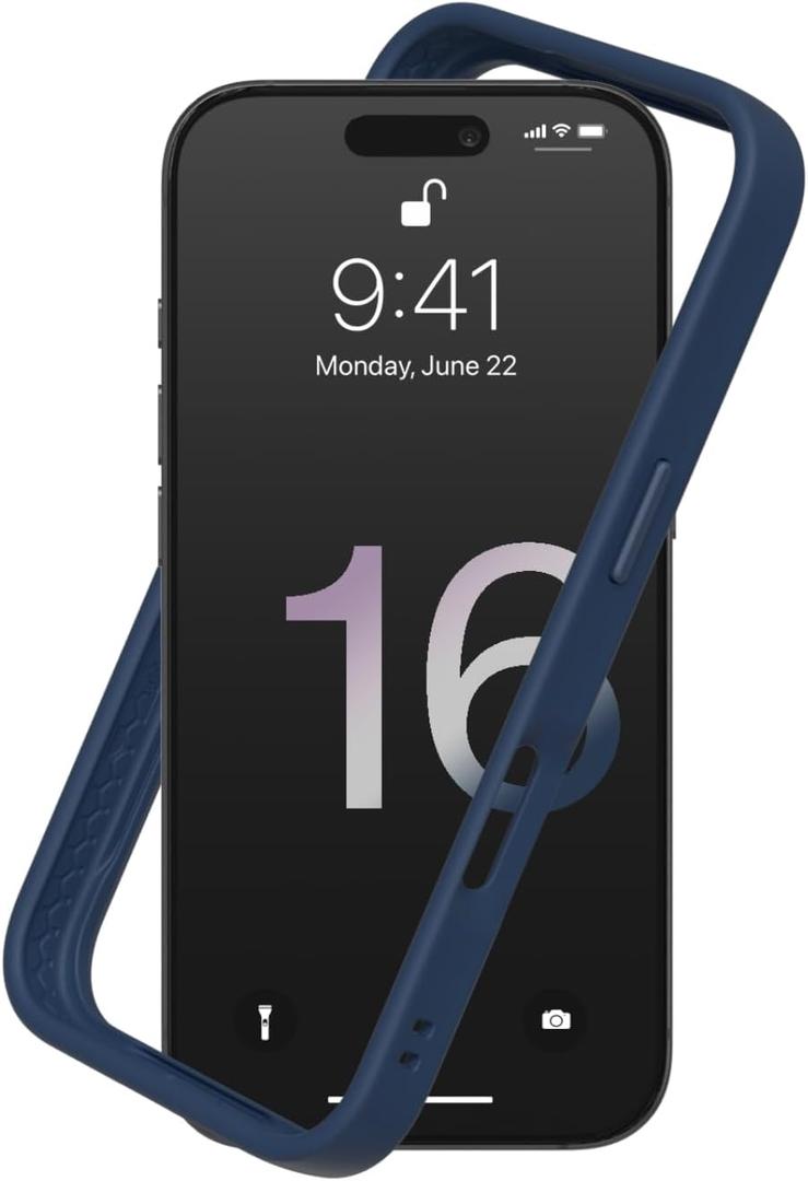 RhinoShield Bumper Case Compatible with iPhone 16 Pro | CrashGuard - Shockproof Slim Design Protective with Military Grade Drop Protection - Navy Blue