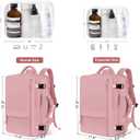 Hanples Carry on Travel Backpack for Women, Large 40L Personal Item Luggage Backpack,17inch Laptop Backpack TSA Flight Approved, Travel Essentials Casual Daypack with 2 Toiletry Bags (Pink)