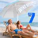8FT. Large Beach Umbrella with Heavy Duty Sand Anchor & Tilt Sun Shelter, UPF50+ UV Protection, Wind Resistance, Waterproof Canopy, Portable for Beach Outdoor Patio Yard Garden Pool