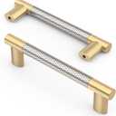 Asidrama 10 Pack 4 Inch(102mm) Knurled Gold and Brush Satin Nickel Kitchen Cabinet Handles, Cabinet Pulls Kitchen Cabinet Hardware Cupboard Handles Drawer Pulls 4496A