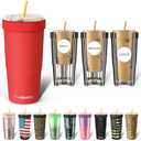 Frost Buddy Togo Buddy - 30 oz Stainless Steel Vacuum Insulated Tumbler - Thermal Mug for Hot and Cold Drinks - Dunkin Cup (Red)