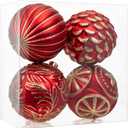 Hollyone 4.7 Inch Large Red and Gold Christmas Ornaments Ball 4Pcs Christmas Tree Balls Ornaments Shatterproof Christmas Ornaments for Xmas Tree Decor Party Wreath Home Decor (Red & Gold, 120mm)
