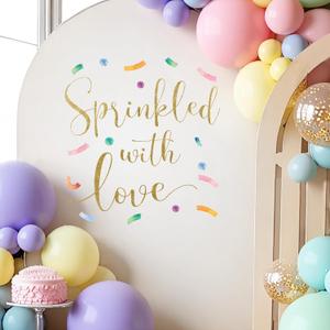 Sprinkled With Love Baby Shower Decorations - Sprinkled With Love Sign Decal for Balloons Arch Backdrop, Donut Baby Sprinkle Decorations for Girl, Gold First Birthday Decorations, 1st Party Supplies