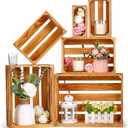 Set of 6 Decorative Wood Crates Nesting Storage Container, 6 Size Farmhouse Decorative Wooden Storage Boxes, Rustic Wooden Crates for Storage, Display, Decorations