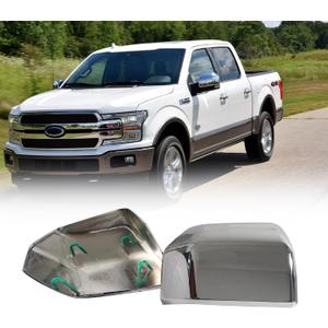 AUCERAMIC Chrome Mirror Covers Fit for 2015-2020 Ford F-150 Pickup 2-Door 4-Door Side View Mirror Caps