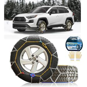 NEOCHIAEVO Auto Tightening Snow Chains Tire Chains, 1-Minute Quick Install, Universal Fit for Car/SUV/Pickup Truck, Multi-Weather Emergency Traction, Set of 2 - HKN110