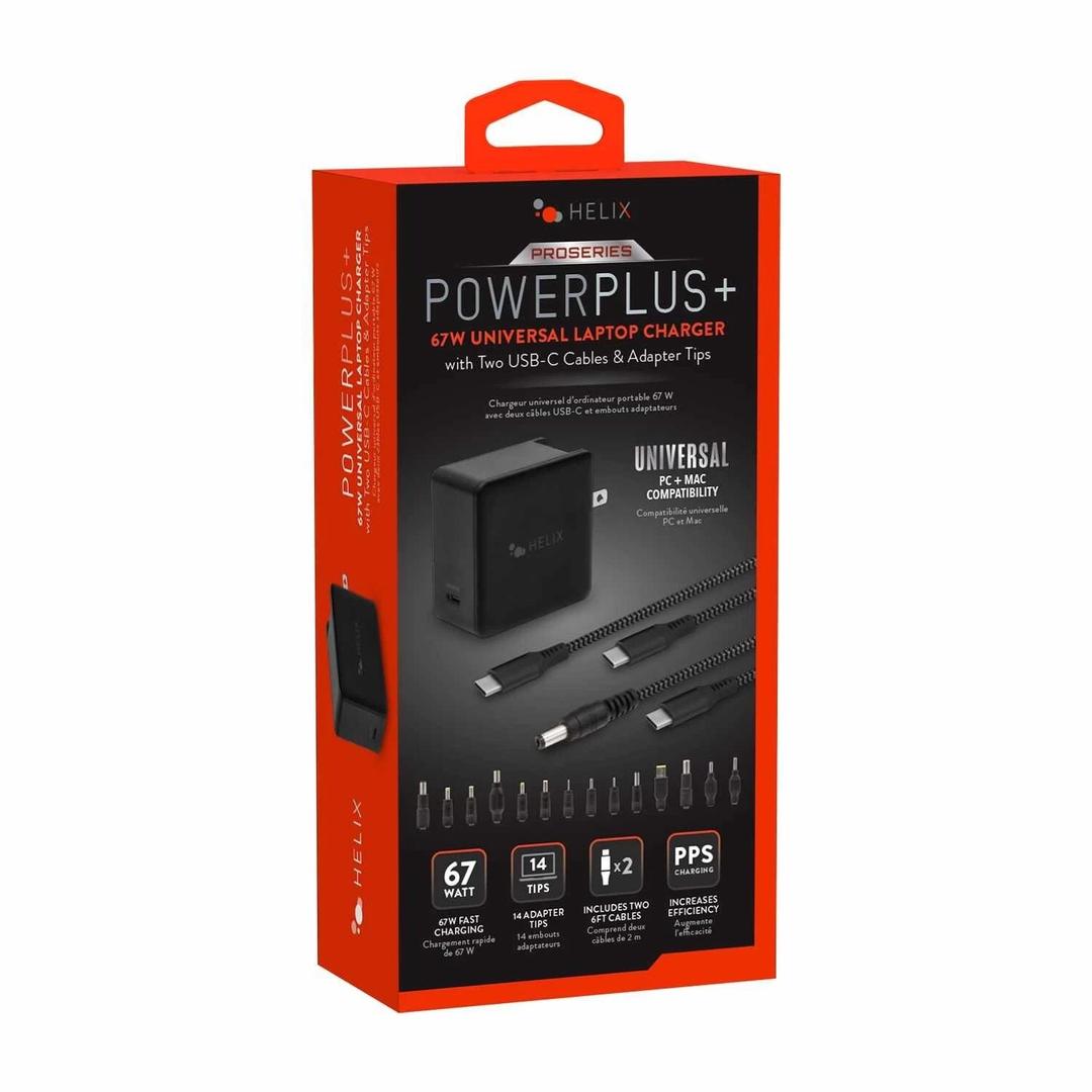 Helix 65W Universal USB-C Laptop Charger Power Adapter (ETHNBC65U) Black
