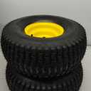 2 PCS Exact Replacement 15x6.00-6" Front Tires and Wheel Assembly for John Deere Riding Mowers, Compatible with John Deere 100 and 300 Series, 3" Offset Hub, 3/4" or 5/8" or 1/2" Bushings (Yellow)