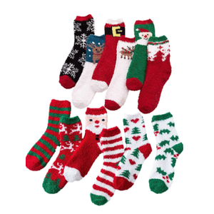 Gellwhu Christmas Fuzzy Socks for Women Girls Gifts Cute Fun Cozy Fluffy Winter Warm Slipper Xmas Holiday Socks, 20pcs