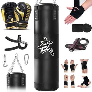 Punching Bag for Adults, 4ft Heavy Boxing Bag Set with 12oz Boxing Gloves, MMA Karate Kickboxing Boxing Home Gym Martial Art - Unfilled